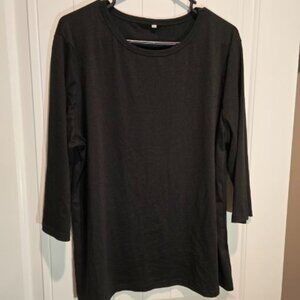 3/4 Sleeve Black T Shirt XXL